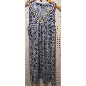 Apt 9 XL Dress Sleeveless Blue White Beaded Easter